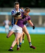 22 October 2023; James Murphy of Kilmacud Crokes is tackled by Michael McDonald of Ballyboden St Endas during the Dublin County Senior Club Football Championship Final between Kilmacud Crokes and Ballyboden St Endas at Parnell Park in Dublin. Photo by Brendan Moran/Sportsfile