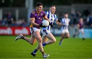 22 October 2023; Shane Walsh of Kilmacud Crokes in action against Cathal Flahety of Ballyboden St Endas during the Dublin County Senior Club Football Championship Final between Kilmacud Crokes and Ballyboden St Endas at Parnell Park in Dublin. Photo by Brendan Moran/Sportsfile