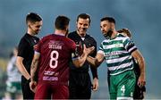 22 October 2023; Shamrock Rovers captain Roberto Lopes and Drogheda United captain Gary Deegan shake hands before the SSE Airtricity Men's Premier Division match between Shamrock Rovers and Drogheda United at Tallaght Stadium in Dublin. Photo by Stephen McCarthy/Sportsfile