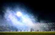 22 October 2023; A general view of Tallaght Stadium as smoke drifts over the ground during the SSE Airtricity Men's Premier Division match between Shamrock Rovers and Drogheda United at Tallaght Stadium in Dublin. Photo by Stephen McCarthy/Sportsfile