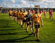 22 October 2023; Jathan McMahon of Clonlara leads his side in the pre-match parade before the Clare County Senior Club Hurling Championship final between Clonlara and Crusheen at Cusack Park in Ennis, Clare. Photo by Eóin Noonan/Sportsfile