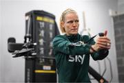 24 October 2023; Diane Caldwell during a Republic of Ireland women gym and prehab session at the National Indoor Arena on the Sport Ireland Campus in Dublin. Photo by Stephen McCarthy/Sportsfile