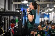 24 October 2023; Megan Campbell during a Republic of Ireland women gym and prehab session at the National Indoor Arena on the Sport Ireland Campus in Dublin. Photo by Stephen McCarthy/Sportsfile