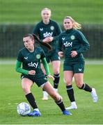 24 October 2023; Abbie Larkin with Erin McLaughlin, right, and Louise Quinn, centre, during a Republic of Ireland women training session at the FAI National Training Centre in Abbotstown, Dublin. Photo by Stephen McCarthy/Sportsfile