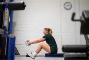 25 October 2023; Goalkeeper Sophie Whitehouse during a Republic of Ireland women prehab and gym session at the Sport Ireland Institute on the Sport Ireland Campus in Dublin. Photo by Stephen McCarthy/Sportsfile