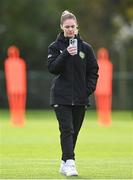 25 October 2023; Social media coordinator Emma Clinton during a Republic of Ireland women training session at the FAI National Training Centre in Abbotstown, Dublin. Photo by Stephen McCarthy/Sportsfile