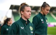27 October 2023; Claire O'Riordan of Republic of Ireland before the UEFA Women's Nations League B match between Republic of Ireland and Albania at Tallaght Stadium in Dublin. Photo by Stephen McCarthy/Sportsfile