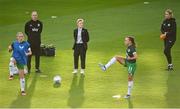 27 October 2023; Republic of Ireland interim head coach Eileen Gleeson, centre, with assistant coaches Colin Healy, and Emma Byrne before the UEFA Women's Nations League B match between Republic of Ireland and Albania at Tallaght Stadium in Dublin. Photo by David Fitzgerald/Sportsfile