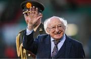 27 October 2023; President of Ireland Michael D Higgins before the UEFA Women's Nations League B match between Republic of Ireland and Albania at Tallaght Stadium in Dublin. Photo by David Fitzgerald/Sportsfile