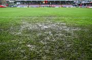 27 October 2023; A view of the waterlogged goal mouth in Turners Cross before the SSE Airtricity Men's Premier Division match between Cork City and Derry City at Turner's Cross in Cork. Photo by Eóin Noonan/Sportsfile