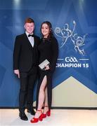 27 October 2023; Lancashire hurler Connor Madden with Lorraine Delaney upon arrival at the GAA Champion 15 Awards at Croke Park in Dublin. Photo by Matt Browne/Sportsfile