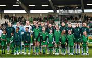 27 October 2023; The Republic of Ireland team before the UEFA Women's Nations League B match between Republic of Ireland and Albania at Tallaght Stadium in Dublin. Photo by Stephen McCarthy/Sportsfile