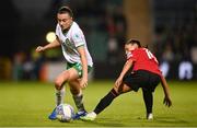 27 October 2023; Abbie Larkin of Republic of Ireland in action against Qendresa Krasniqi of Albania during the UEFA Women's Nations League B match between Republic of Ireland and Albania at Tallaght Stadium in Dublin. Photo by David Fitzgerald/Sportsfile