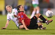 27 October 2023; Mikaela Metalla of Albania in action against Megan Connolly of Republic of Ireland during the UEFA Women's Nations League B match between Republic of Ireland and Albania at Tallaght Stadium in Dublin. Photo by Stephen McCarthy/Sportsfile