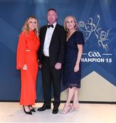 27 October 2023; Attendees, from left, Laura, Paul and Shiela Costello from Meath upon arrival at the GAA Champion 15 Awards at Croke Park in Dublin. Photo by Matt Browne/Sportsfile