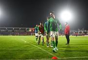 27 October 2023; Ruairi Keating of Cork City warms up with team-mates before the SSE Airtricity Men's Premier Division match between Cork City and Derry City at Turner's Cross in Cork. Photo by Eóin Noonan/Sportsfile