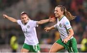 27 October 2023; Katie McCabe of Republic of Ireland celebrates after scoring her side's fifth goal during the UEFA Women's Nations League B match between Republic of Ireland and Albania at Tallaght Stadium in Dublin. Photo by Stephen McCarthy/Sportsfile