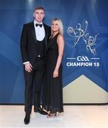 27 October 2023; Meath footballer Conor Gray with Maeve O'Donovan upon arrival at the GAA Champion 15 Awards at Croke Park in Dublin. Photo by Matt Browne/Sportsfile