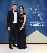 27 October 2023; Donegal hurler Danny Cullen and Gráinne Heuston upon arrival at the GAA Champion 15 Awards at Croke Park in Dublin. Photo by Matt Browne/Sportsfile