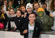 27 October 2023; Abbie Larkin of Republic of Ireland with supporters after the UEFA Women's Nations League B match between Republic of Ireland and Albania at Tallaght Stadium in Dublin. Photo by David Fitzgerald/Sportsfile
