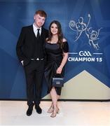 27 October 2023; Ciarán Conroy with Leanne Delaneym from Laois, upon arrival at the GAA Champion 15 Awards at Croke Park in Dublin. Photo by Matt Browne/Sportsfile