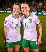 27 October 2023; Emily Whelan, left, and Tyler Toland of Republic of Ireland after the UEFA Women's Nations League B match between Republic of Ireland and Albania at Tallaght Stadium in Dublin. Photo by Stephen McCarthy/Sportsfile