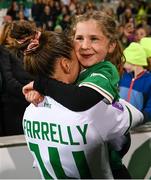27 October 2023; Sinead Farrelly of Republic of Ireland with her niece Niamh McArthur, aged 6, after the UEFA Women's Nations League B match between Republic of Ireland and Albania at Tallaght Stadium in Dublin. Photo by David Fitzgerald/Sportsfile