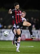 27 October 2023; Daryl Horgan of Dundalk is tackled by Krystian Nowak of Bohemians during the SSE Airtricity Men's Premier Division match between Dundalk and Bohemians at Oriel Park in Dundalk, Louth. Photo by Ben McShane/Sportsfile