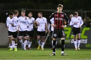27 October 2023; Paddy Kirk of Bohemians reacts after conceding their side's first goal during the SSE Airtricity Men's Premier Division match between Dundalk and Bohemians at Oriel Park in Dundalk, Louth. Photo by Ben McShane/Sportsfile