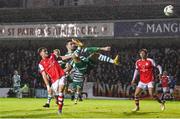27 October 2023; Neil Farrugia of Shamrock Rovers shoots at goal under pressure from Anto Breslin of St Patrick's Athletic during the SSE Airtricity Men's Premier Division match between St Patrick's Athletic and Shamrock Rovers at Richmond Park in Dublin. Photo by Stephen McCarthy/Sportsfile