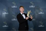 27 October 2023; Ross Dunphy of Carlow with his Tailteann Cup Team of the Year award during the GAA Champion 15 Awards Croke Park in Dublin. Photo by Matt Browne/Sportsfile