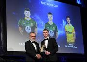 27 October 2023; Mathew Costello of Meath receives his 2023 with his Tailteann Cup Team of the Year award from Uachtarán Chumann Lúthchleas Gael Larry McCarthy during the GAA Champion 15 Awards Croke Park in Dublin. Photo by Matt Browne/Sportsfile