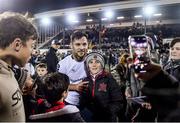 27 October 2023; Patrick Hoban of Dundalk with supporters after the SSE Airtricity Men's Premier Division match between Dundalk and Bohemians at Oriel Park in Dundalk, Louth. Photo by Ben McShane/Sportsfile