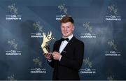 27 October 2023; Connor Madden of Lancashire with his 2023 Ring, Rackard, and Meagher Team of the Year award during the GAA Champion 15 Awards Croke Park in Dublin. Photo by Matt Browne/Sportsfile