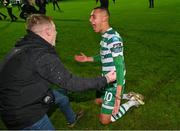27 October 2023; Graham Burke of Shamrock Rovers celebrates after the SSE Airtricity Men's Premier Division match between St Patrick's Athletic and Shamrock Rovers at Richmond Park in Dublin. Photo by Seb Daly/Sportsfile