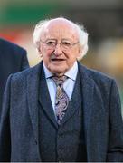 27 October 2023; President of Ireland Michael D Higgins before the UEFA Women's Nations League B match between Republic of Ireland and Albania at Tallaght Stadium in Dublin. Photo by Stephen McCarthy/Sportsfile