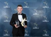 27 October 2023; Jack Regan of Meath with his 2023 Christy Ring Player of the Year and 2023 Ring, Rackard, and Meagher Team of the Year awards during the GAA Champion 15 Awards Croke Park in Dublin. Photo by Matt Browne/Sportsfile