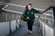 28 October 2023; Emily Whelan of Republic of Ireland at Dublin Airport ahead of the team's departure to Albania for their UEFA Women's Nations League match against Albania, on Tuesday. Photo by Stephen McCarthy/Sportsfile