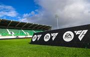 28 October 2023; A general view of EAFC signage before the EA SPORTS MU17 LOI Mark Farren Cup match between Shamrock Rovers and Shelbourne at Tallaght Stadium in Dublin. Photo by Tyler Miller/Sportsfile