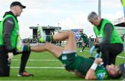 28 October 2023; JJ Hanrahan of Connacht kicks a conversion as Tiernan O’Halloran of Connacht is treated for an injury during the United Rugby Championship match between Connacht and Glasgow Warriors at The Sportsground in Galway. Photo by Ramsey Cardy/Sportsfile