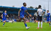 28 October 2023; Romeo Akachukwu of Waterford celebrates after scoring his side's first goal during the SSE Airtricity Men's First Division Play-Off semi-final second leg match between Waterford and Athlone Town at the RSC in Waterford. Photo by Seb Daly/Sportsfile