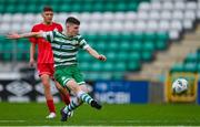 28 October 2023; Sean Moore of Shamrock Rovers has an attempt on goal during the EA SPORTS MU17 LOI Mark Farren Cup match between Shamrock Rovers and Shelbourne at Tallaght Stadium in Dublin. Photo by Tyler Miller/Sportsfile