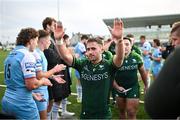 28 October 2023; Caolin Blade of Connacht after his side's victory in the United Rugby Championship match between Connacht and Glasgow Warriors at The Sportsground in Galway. Photo by Ramsey Cardy/Sportsfile