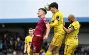 28 October 2023; Charlie Lyons of Cobh Ramblers in action against Luka Lovic of Wexford during the SSE Airtricity Men's First Division Play-Off semi-final second leg match between Cobh Ramblers and Wexford at St Colman's Park in Cobh, Cork. Photo by Eóin Noonan/Sportsfile