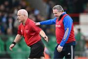 28 October 2023; Patrickswell manager Eamonn Kelly with referee Michael Sexton before the Limerick County Senior Club Hurling Championship final between Na Piarsaigh and Patrickswell at the TUS Gaelic Grounds in Limerick. Photo by Piaras Ó Mídheach/Sportsfile