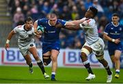 28 October 2023; Jack Boyle of Leinster in action against Phepsi Buthelezi, left, and Francois Venter of Hollywoodbets Sharksduring the United Rugby Championship match between Leinster and Hollywoodbets Sharks at the RDS Arena in Dublin. Photo by Sam Barnes/Sportsfile