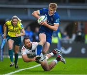 28 October 2023; Tommy O'Brien of Leinster in action against Marnus Potgieter of Hollywoodbets Sharks during the United Rugby Championship match between Leinster and Hollywoodbets Sharks at the RDS Arena in Dublin. Photo by Sam Barnes/Sportsfile