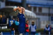 28 October 2023; Scott Penny of Leinster prepares to throw a lineout during the United Rugby Championship match between Leinster and Hollywoodbets Sharks at the RDS Arena in Dublin. Photo by Harry Murphy/Sportsfile