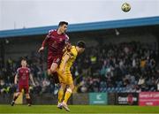 28 October 2023; Pierce Philips of Cobh Ramblers in action against Kian Corbally of Wexford during the SSE Airtricity Men's First Division Play-Off semi-final second leg match between Cobh Ramblers and Wexford at St Colman's Park in Cobh, Cork. Photo by Eóin Noonan/Sportsfile