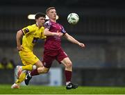 28 October 2023; Cian Browne of Cobh Ramblers in action against Kian Corbally of Wexford during the SSE Airtricity Men's First Division Play-Off semi-final second leg match between Cobh Ramblers and Wexford at St Colman's Park in Cobh, Cork. Photo by Eóin Noonan/Sportsfile